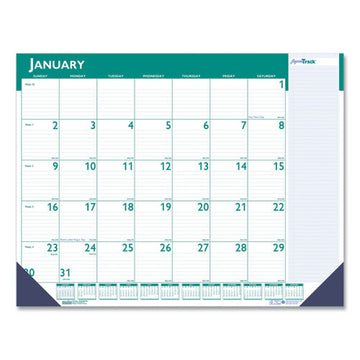 House of Doolittle™ Express Track Monthly Desk Pad Calendar, 22 X 17, White-teal Sheets, Teal Binding, Blue Corners, 13-month(jan-jan): 2022-2023 freeshipping - TVN Wholesale